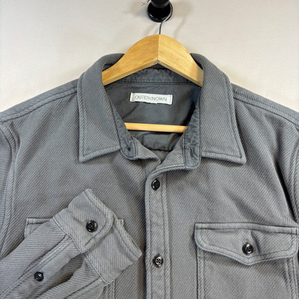 Outerknown Blanket Shirt Mens Large Grey Organic Cotton Heavyweight Flannel